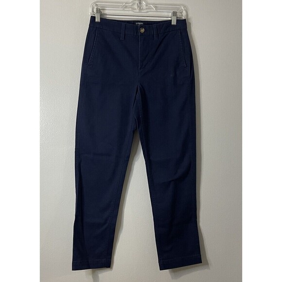 J.CREW High-rise Girlfriend Chino Pant Size 0 Navy Blue NEW Preppy Nautical - Picture 2 of 14